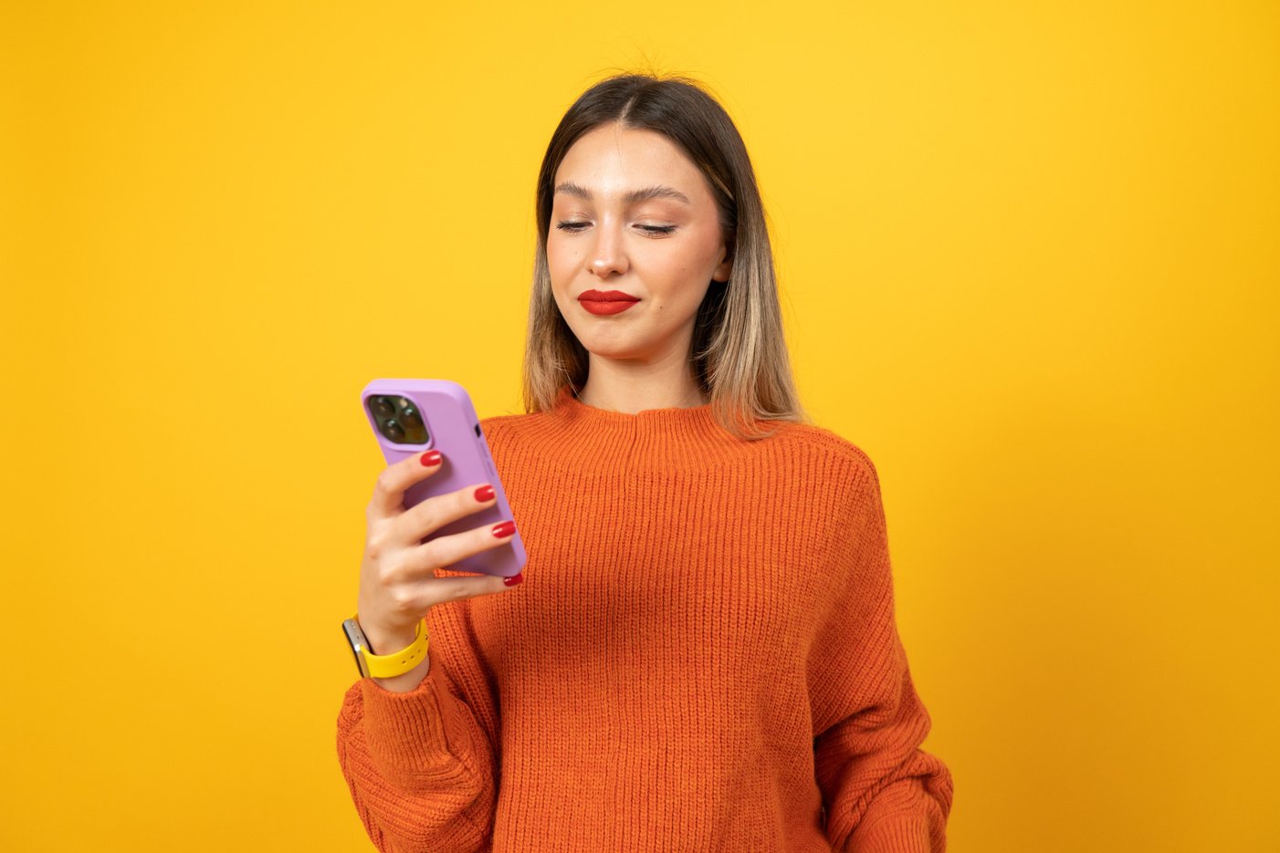 Tech Humans Woman Holding a Smartphone